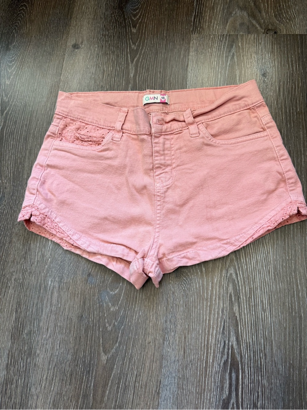 Pink High-Rise Denim Shorts
